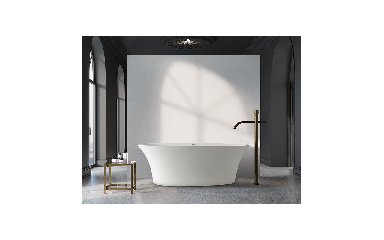 Adeline Freestanding Mineral Composite Bathtub with Tub Filler h 401