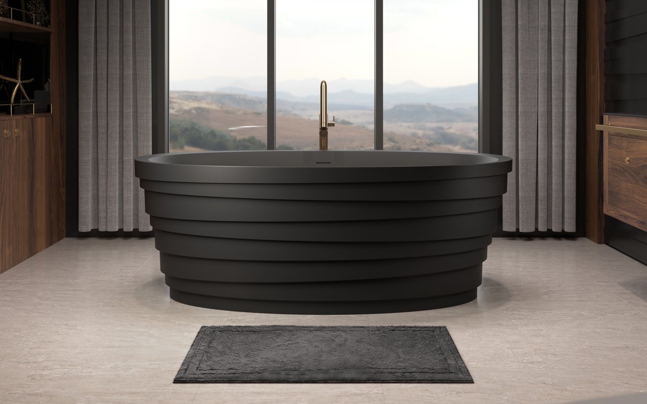 ᐈ 【Aquatica Dune Graphite Black Solid Surface Bathtub】 Buy 