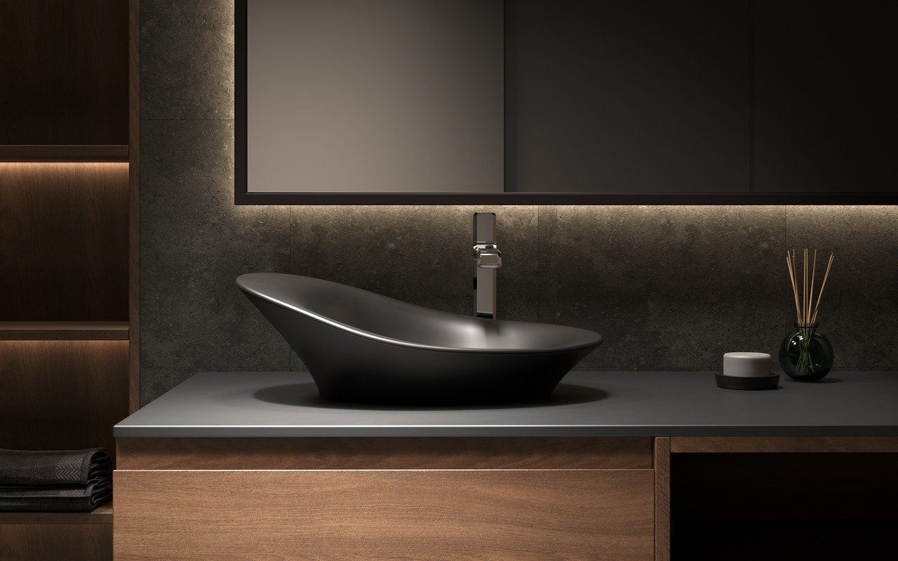 Aquatica Nanomorph Black-White Stone Bathroom Vessel Sink picture № 0