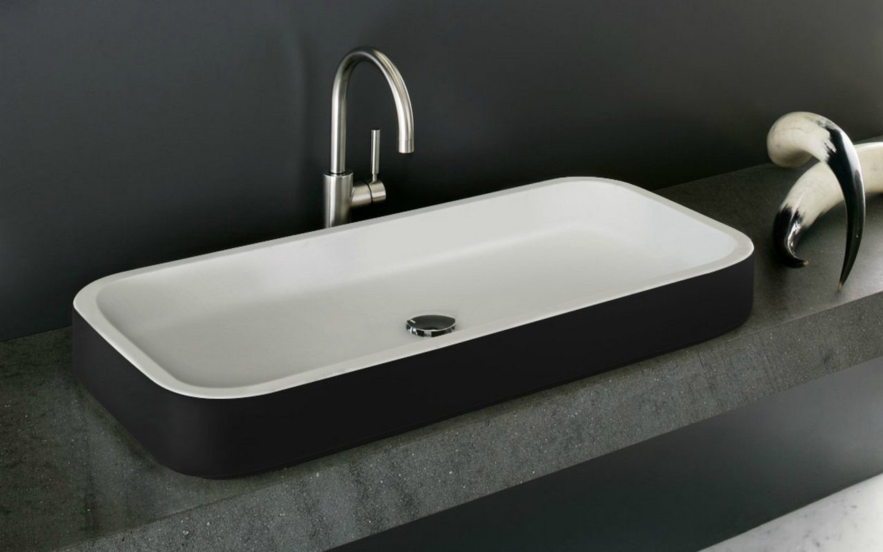 Aquatica Solace-B-Blck-Wht Rectangular Stone Bathroom Vessel Sink picture № 0