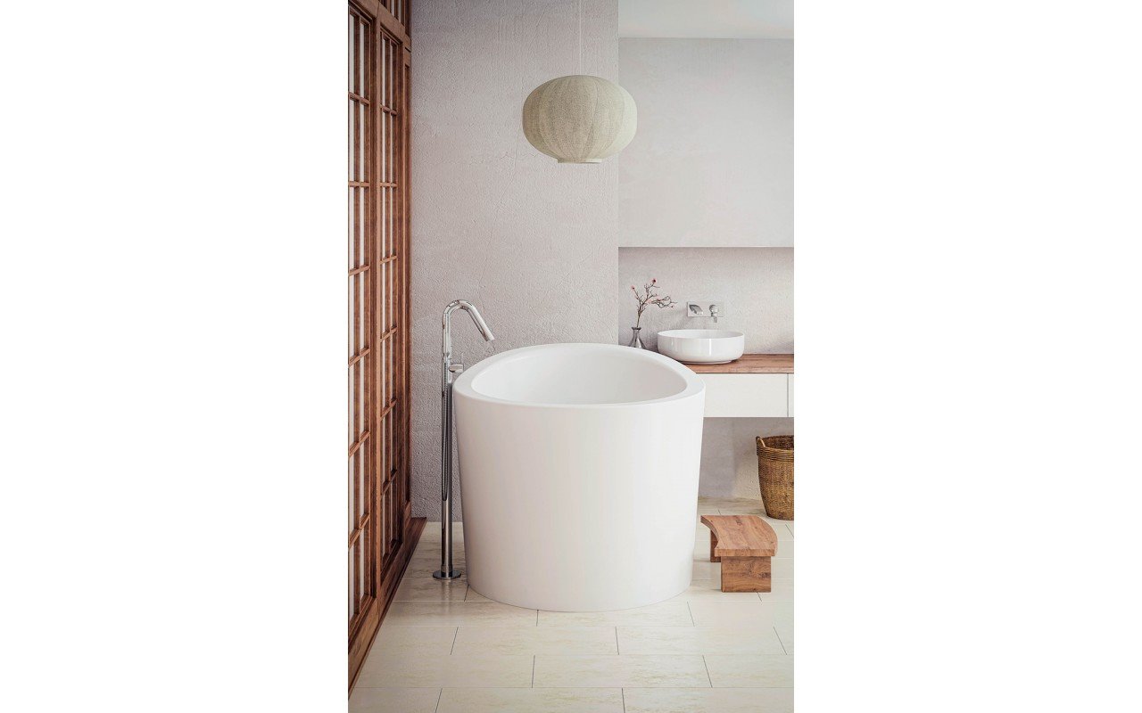 Aquatica True Ofuro Mini Freestanding Stone Japanese Soaking Bathtub