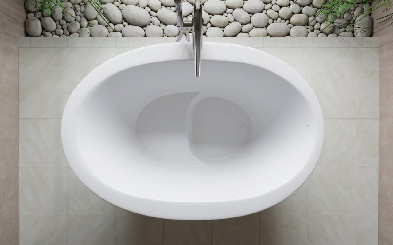 Aquatica True Ofuro-Blck-Wht Freestanding Stone Japanese Soaking Bathtub picture № 0