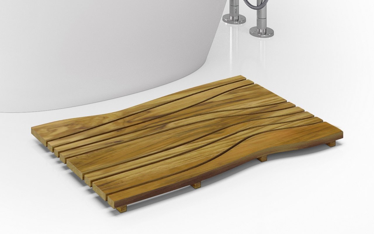 Aquatica Onde Waterproof Iroko Wood Bath Shower Floor Mat