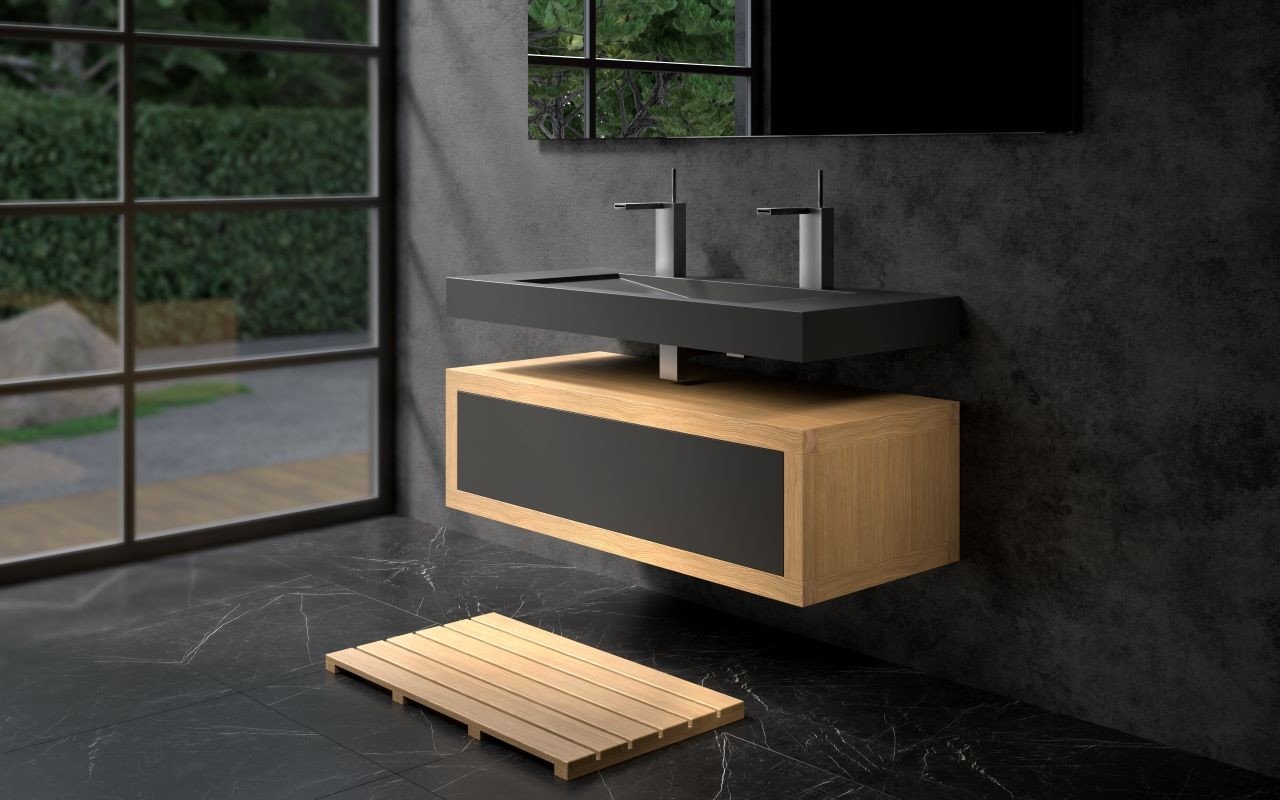 Aquatica Millennium-Blck 120 Stone And Wood Bathroom Vanity picture № 0
