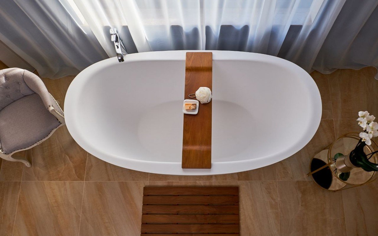 Aquatica Tidal Waterproof Iroko Wood Bathtub Tray picture № 0