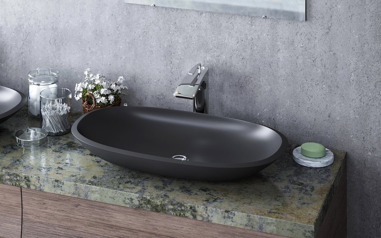 Aquatica Coletta B Blck Stone Bathroom Vessel Sink