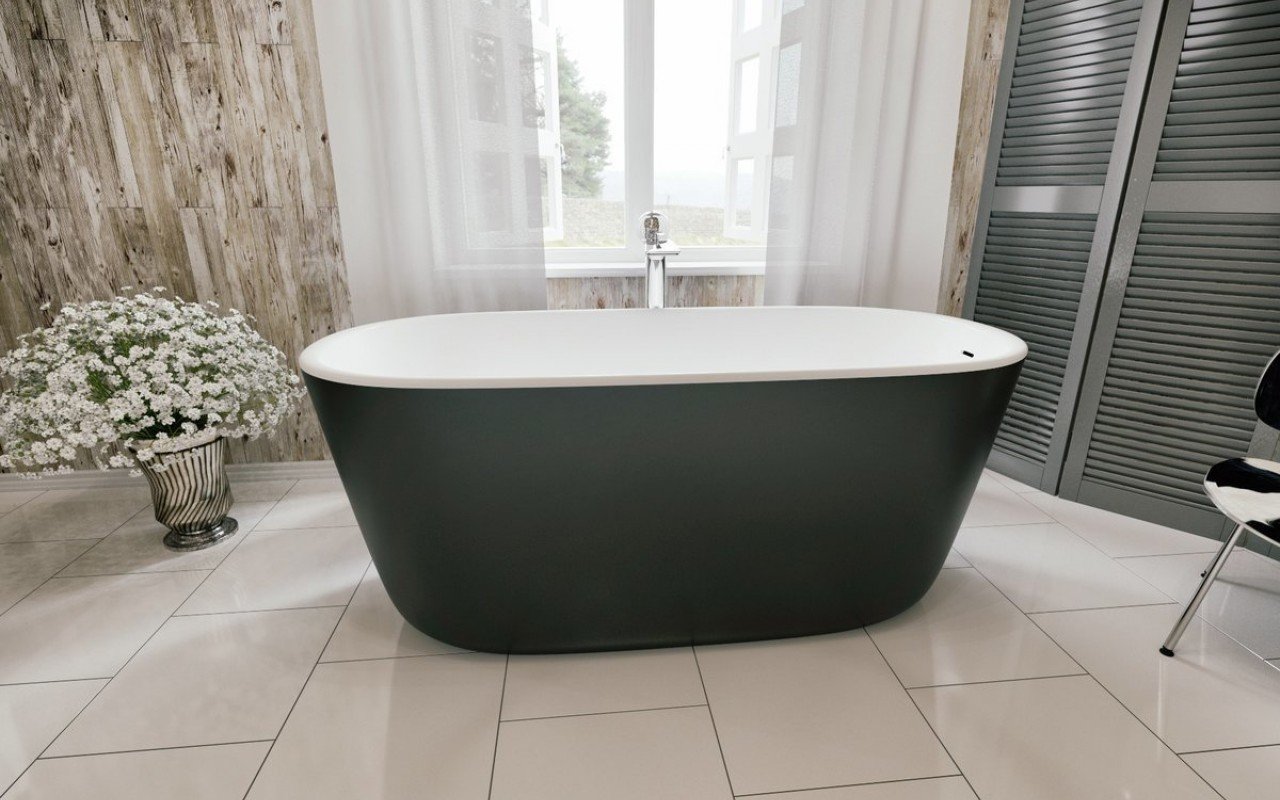 Aquatica Lullaby-Mini-Blck-Wht™ Freestanding Solid Surface Bathtub picture № 0