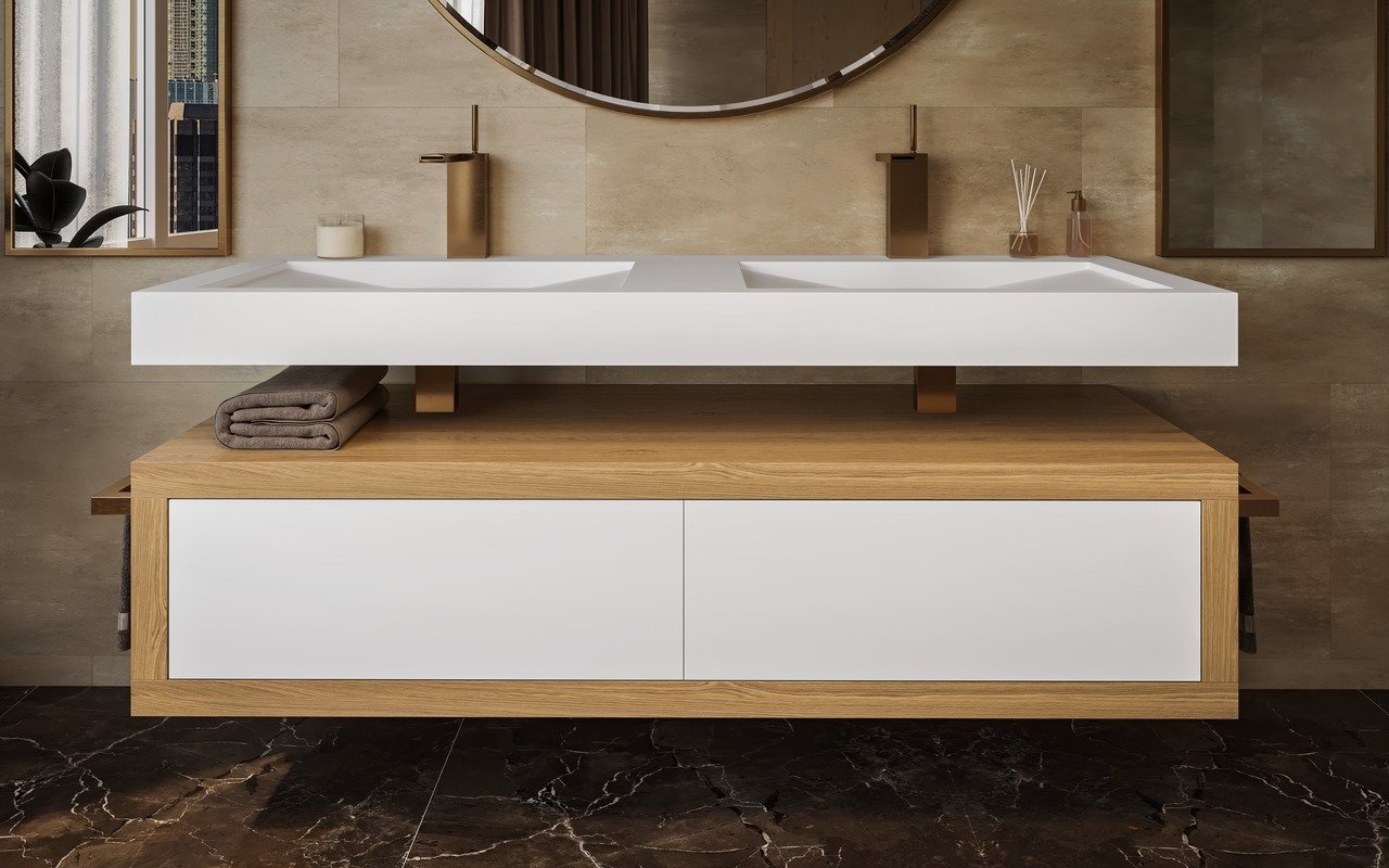 Beautiful Modern Wall Mounted Solid Surface Sink