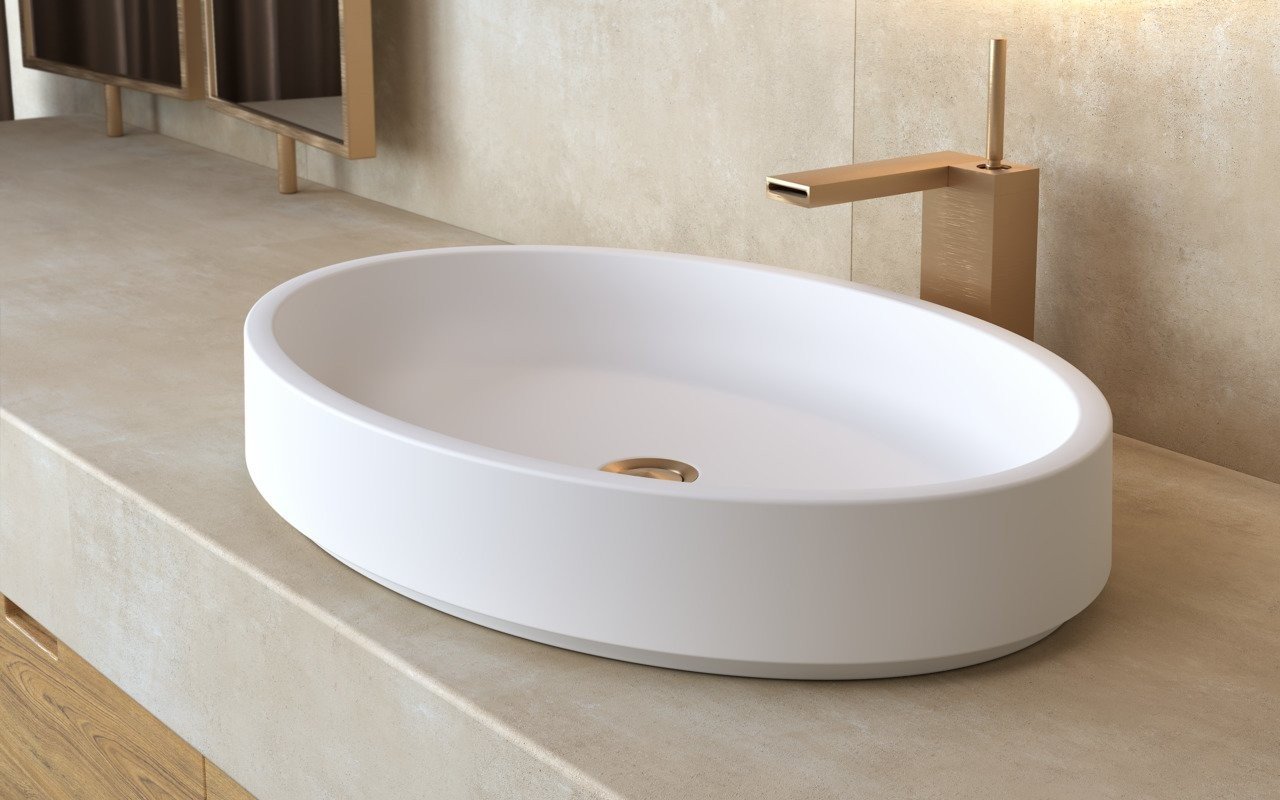 Aquatica Solace-Wht Oval Stone Bathroom Vessel Sink picture № 0