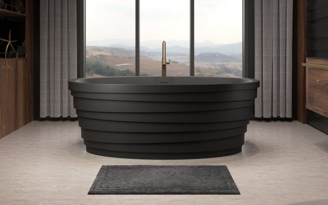 Aquatica Dune Graphite Black Solid Surface Bathtub