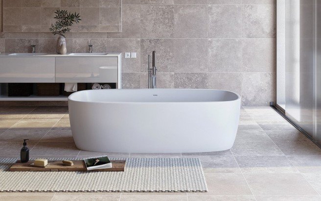 Aquatica Coletta™ White Freestanding Solid Surface Bathtub