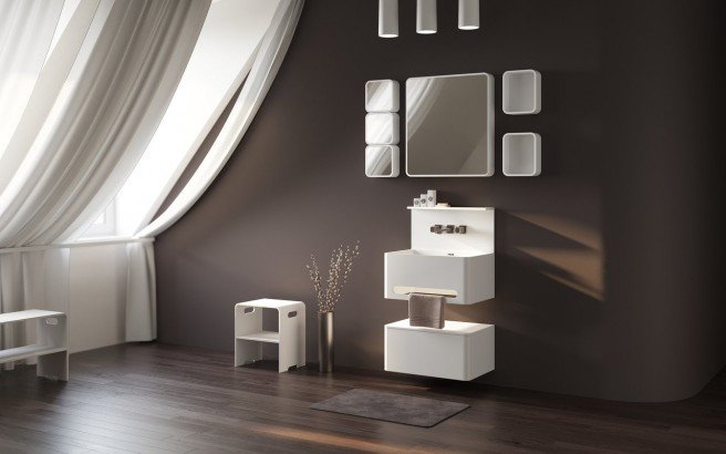 Aquatica Sola Solid Surface Bathroom Furniture Set