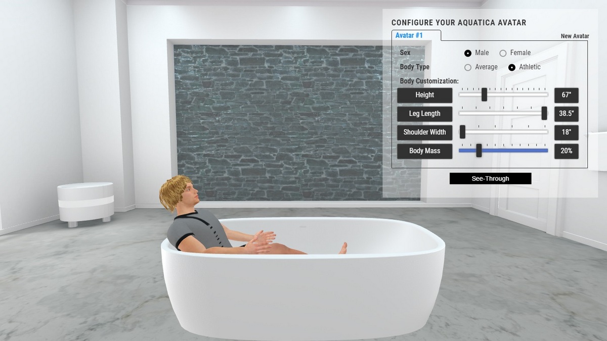 Aquatica Coletta™ Distant Blue-Wht Freestanding Solid Surface Bathtub